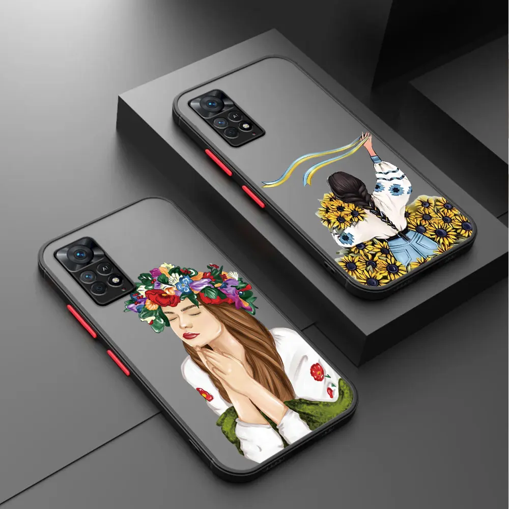 

phone cases for Redmi Note 12S 11 K40 8 10S 11Pro 10 13 8T 9 11S 10 Lite 12 Luxury Matte Back Cover Ukraine Boygirl Falling love