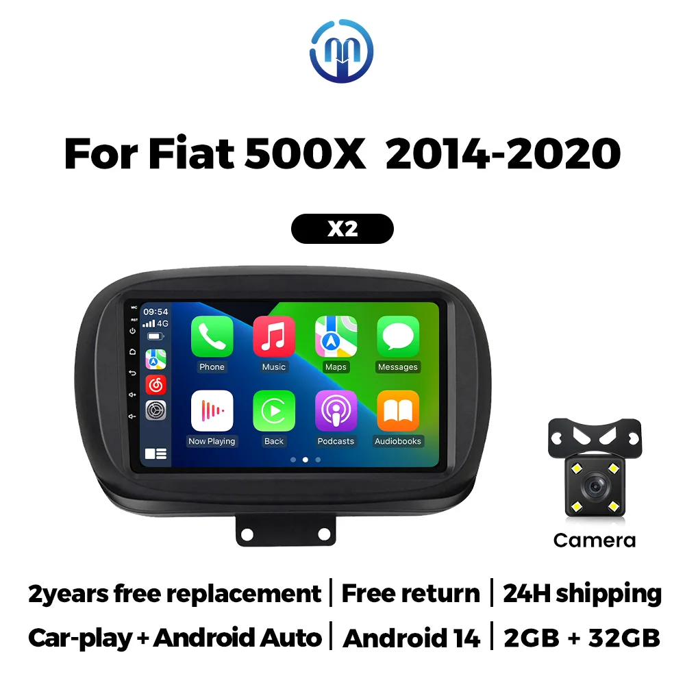 MEKEDE Android Auto autoradio multimediaspeler voor Fiat 500X 2014-2020 auto slimme systemen voor Apple Carplay FM GPS SWC BT WIFI