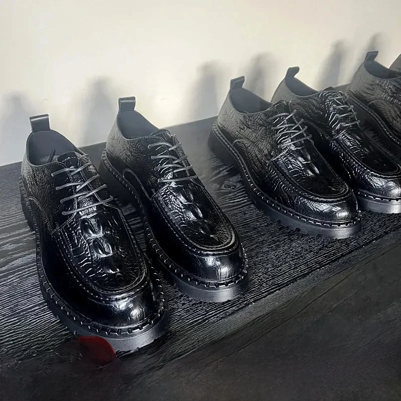 

High-End Men's Business Casual Shoes Crocodile Pattern 3D Embossed Soft Rubber Bottom Summer Fashionable Leather Shoes