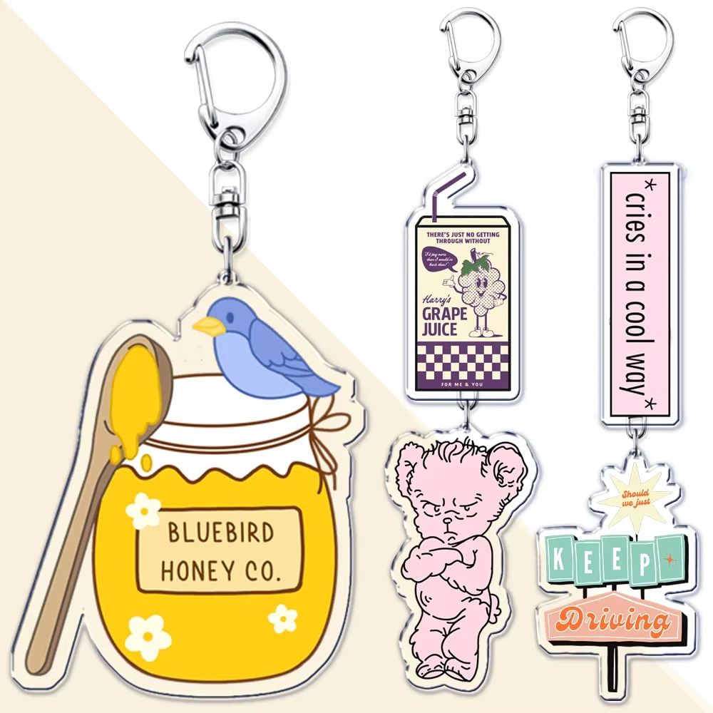Pop Singer Keychains for Accessories Jewelry Keep Driving GRAPEJUICE Bluebird Honey Co Cries in A Cool Way Keyrings Fans Gifts