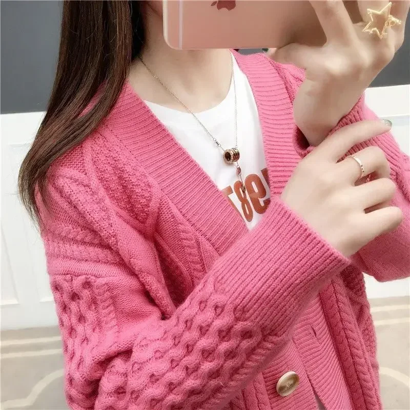 

Winter Fall Mid Length Sweater Cardigan Loose Casual Soft Knitwears Coats Solid Color Woman Malhas Outwears New Long Sleeve Tops