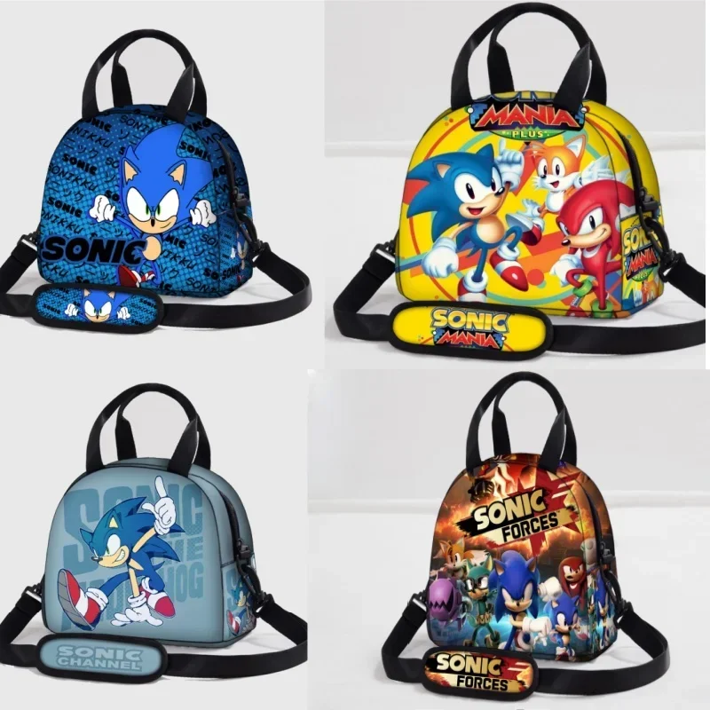 Sonic Lunch Bag Student Fashion Picnic Square Ice Bag Crossbody portatile migliori regali ragazze versatili Anime kawaii Cartoon