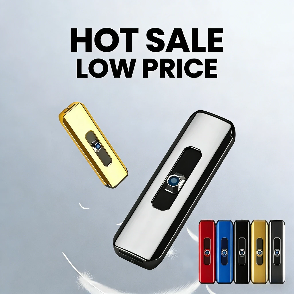 

Ультратонкая портативная USB-зажигалка с защитой от ветра, перезаряжаемая, без пламени, электрическая, аксессуар для курения, подарок для мужчин (1 или 2 шт.)