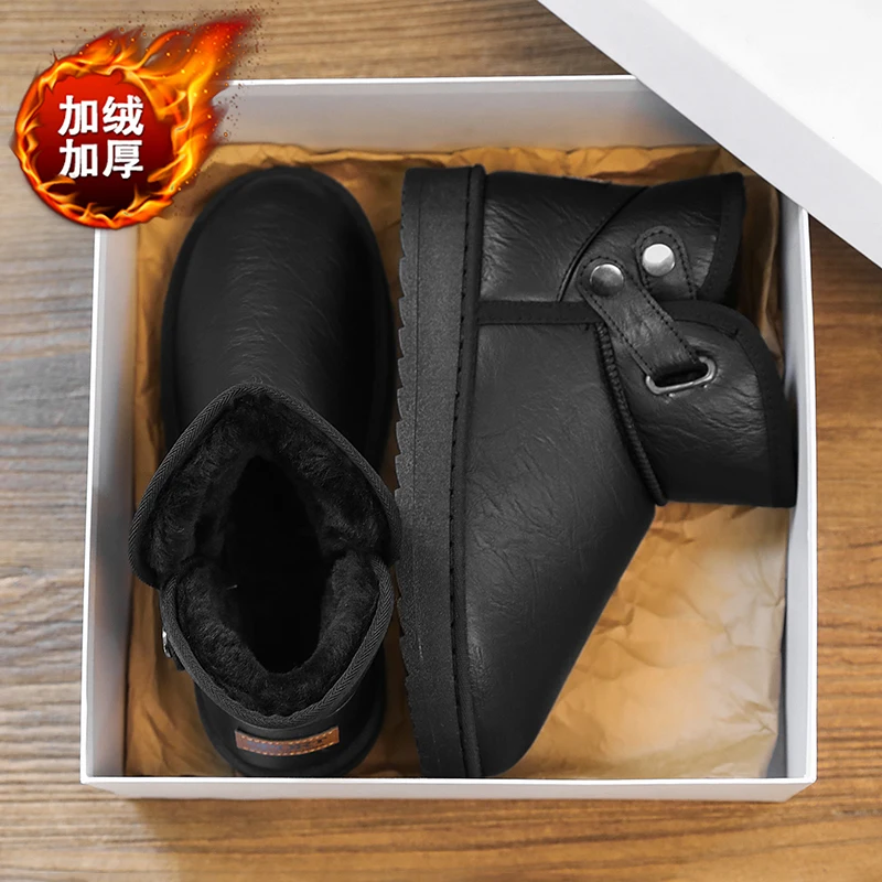 أحذية ثلج معزولة لعام 2025 للرجال، مبطنة بالفرو الصناعي ومضادة للانزلاق، مثالية لعيد المحاربين القدامى والتزلج أو التزلج على الجليد
