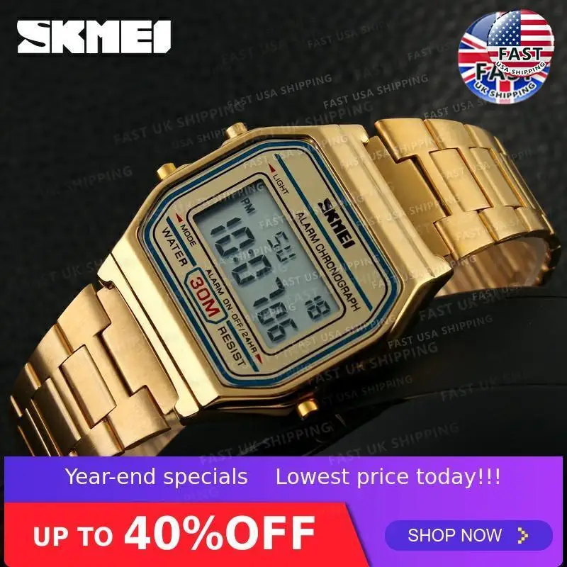 

SKMEI relogios masculino цифровые часы спортивные часы модные повседневные мужские часы с ремешком из нержавеющей стали светодиодный дисплей водонепроницаемые часы с 3 барами