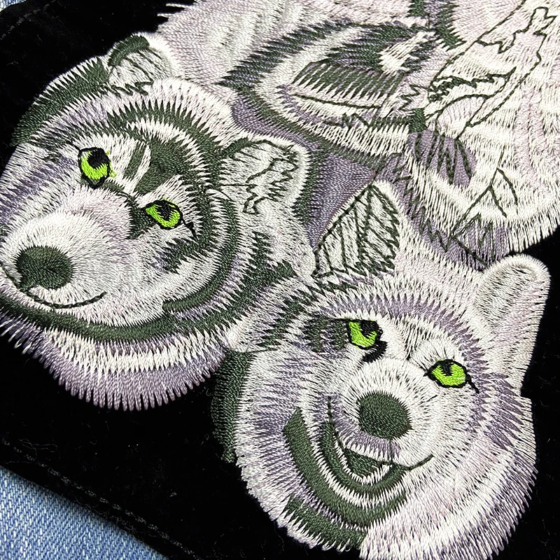 Large/Embroidery Patch Wolf Eagle Monkey Patch Iron On Patches For Clothing DIY Punk Back Patches On Clothes Jeans Sew Sticker