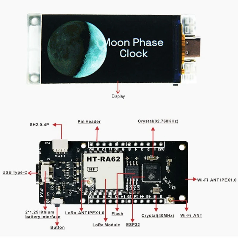 New 1.9Inch TFT Color Screen ESP32-R8 Module SX1262 Chip Lorawan Protocol Bluetooth Wifi