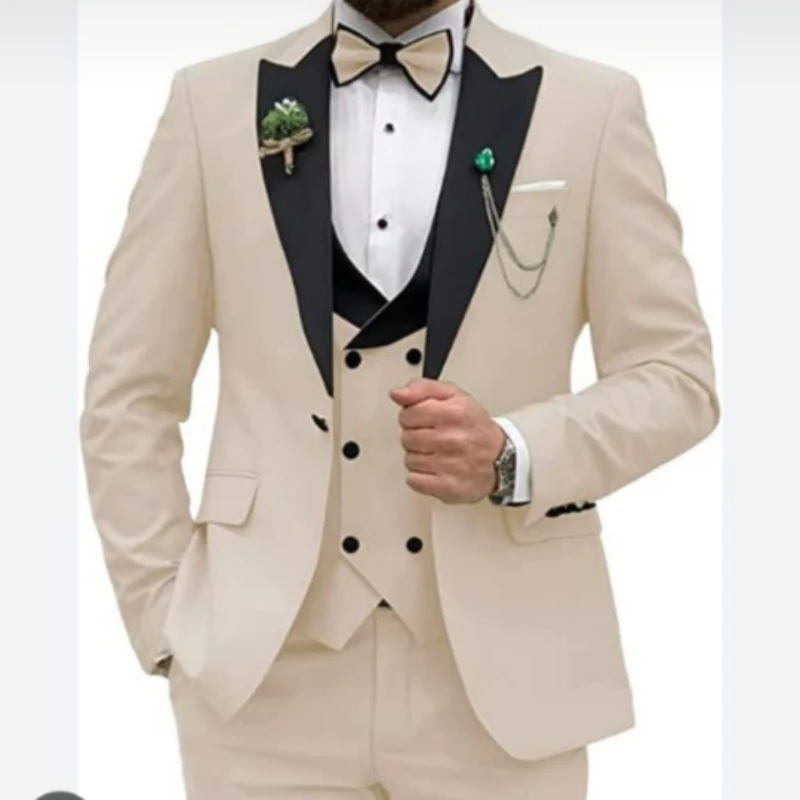 

Men's Three-piece Suit Set Groom Wedding Banquet Plus Size Slim Fit Blazer For Men Multicolor
