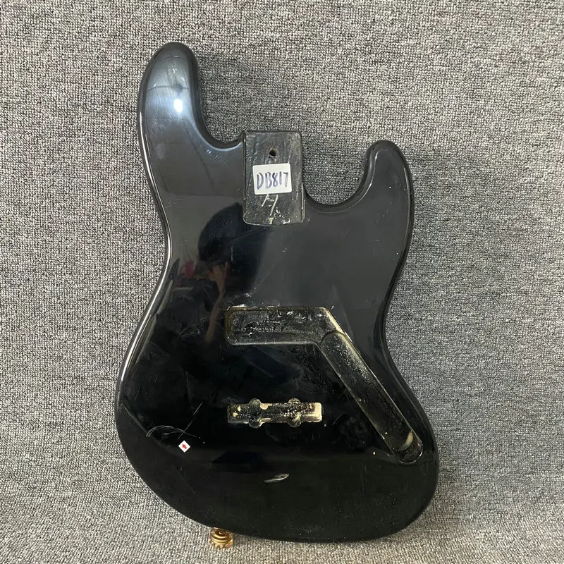 DB817 Black Color Jazz Bass Unfinished 4 Strings Electric Bass Body Active Pickups in Solid Wood DIY Guitar Parts with Damages