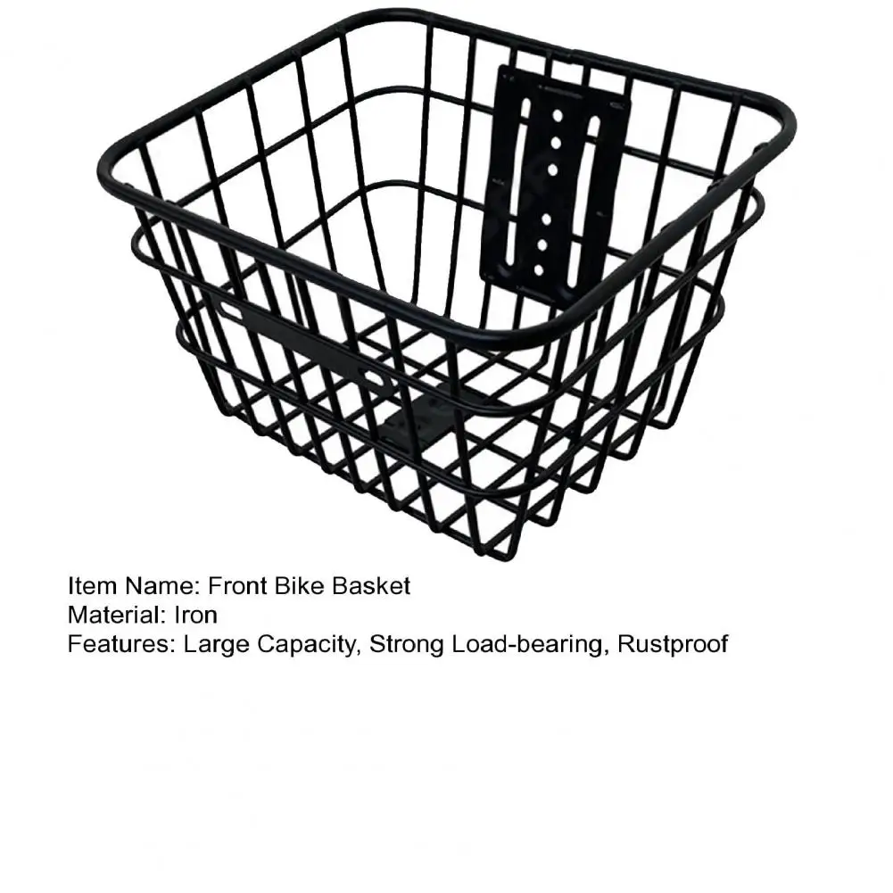 Front Bike Basket with Screws Large Capacity Rustproof Mountain Road Bicycle Basket Replacement Front Handlebar Storage Basket