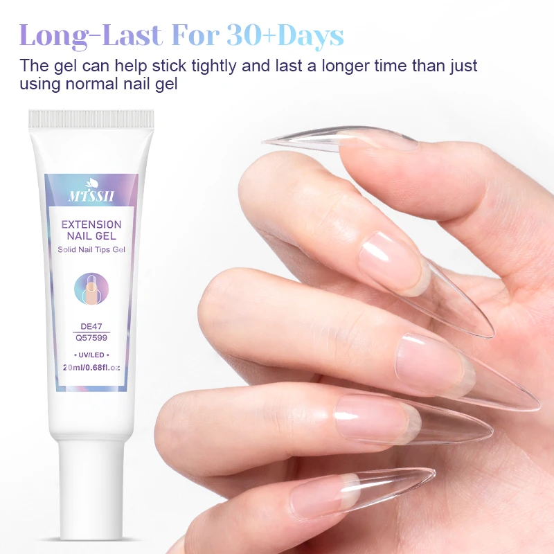 20ml/0.68fl.oz Soild Nail Tips Gel For False Tips Extend Press On Nail Long Lasting Soak Off UV Gel Nail Polish Nail Extension