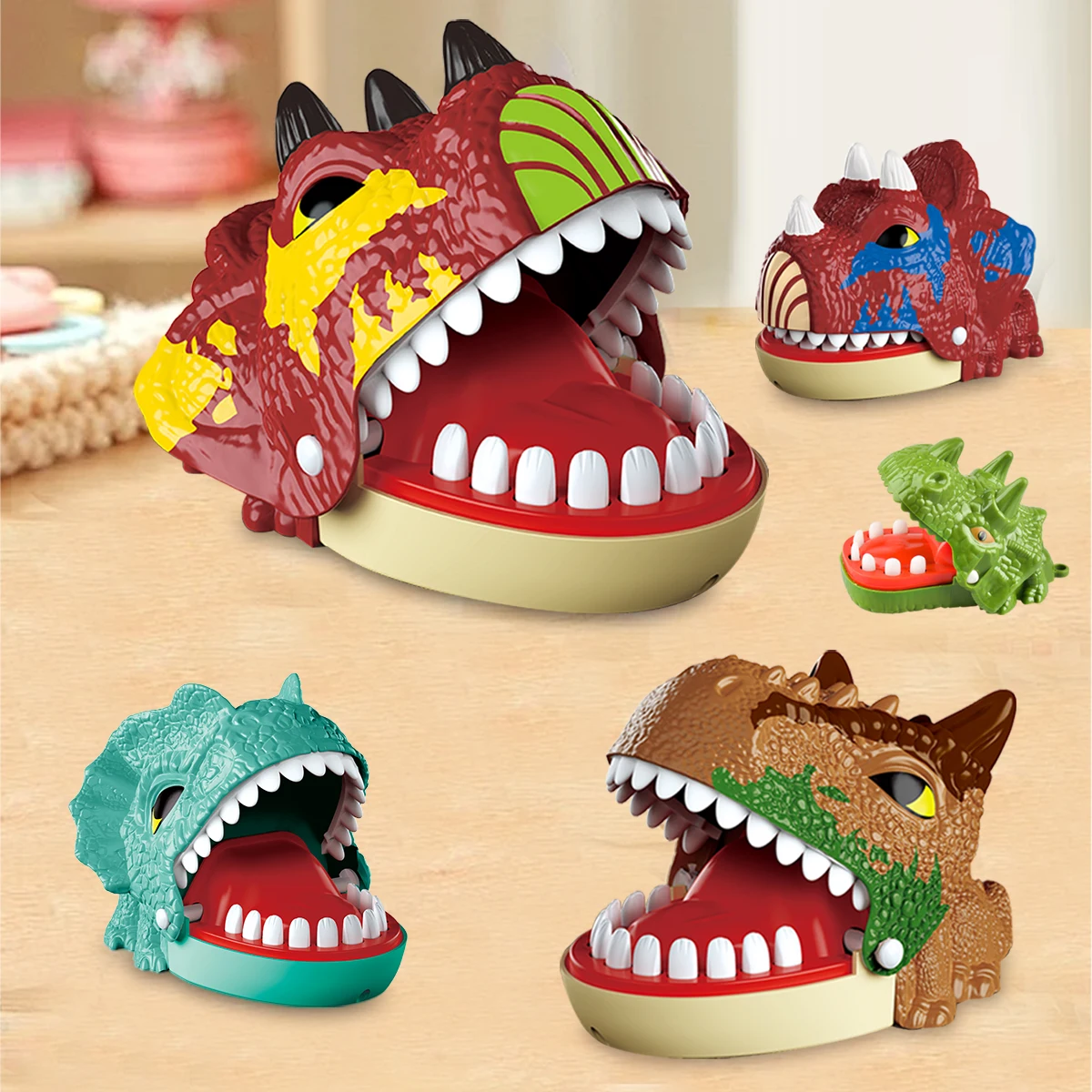 Dinosaur Teeth Toys, Biting Finger Dentist Games Tabletop Random Levels Simulation Model Triangular Dragon Double Crown Dragon