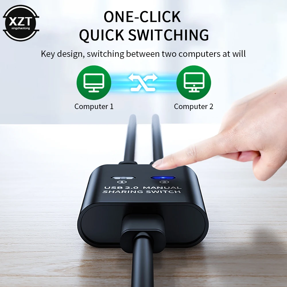 NEW USB printer splitter 2-in 1-out printer sharing device 2-port manual Kvm switching splitter hub converter 2-computer sharing