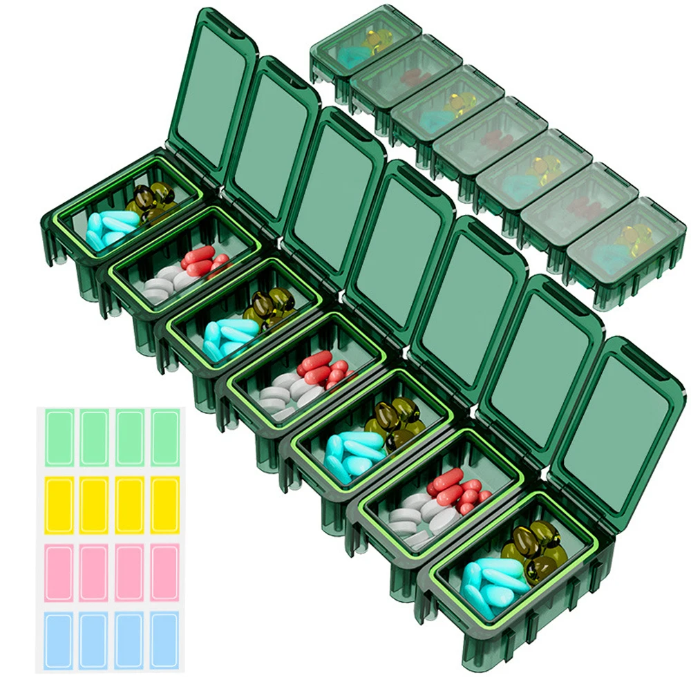 1Pcs Weekly Pill Organizer Protable Pill Cases Box 7 Days Organizer for Medicine Vitamins Travel Pill Container Storage Tablets