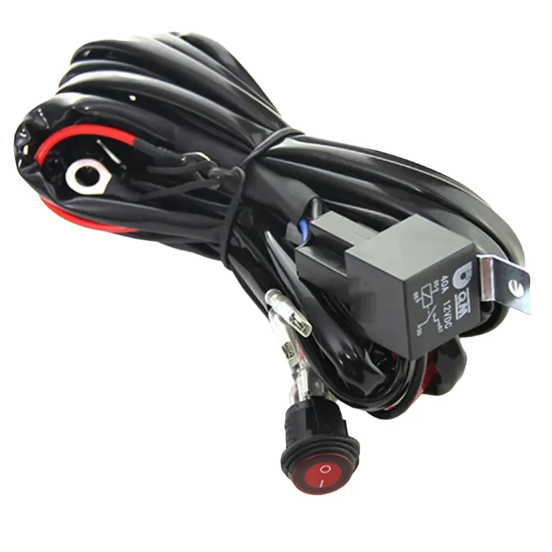 

A99F-Motorcycle 300W LED Light Bar Wire Harness 12V 40A Light Bar Wire Harness Waterproof On/Off Switch Round Switch