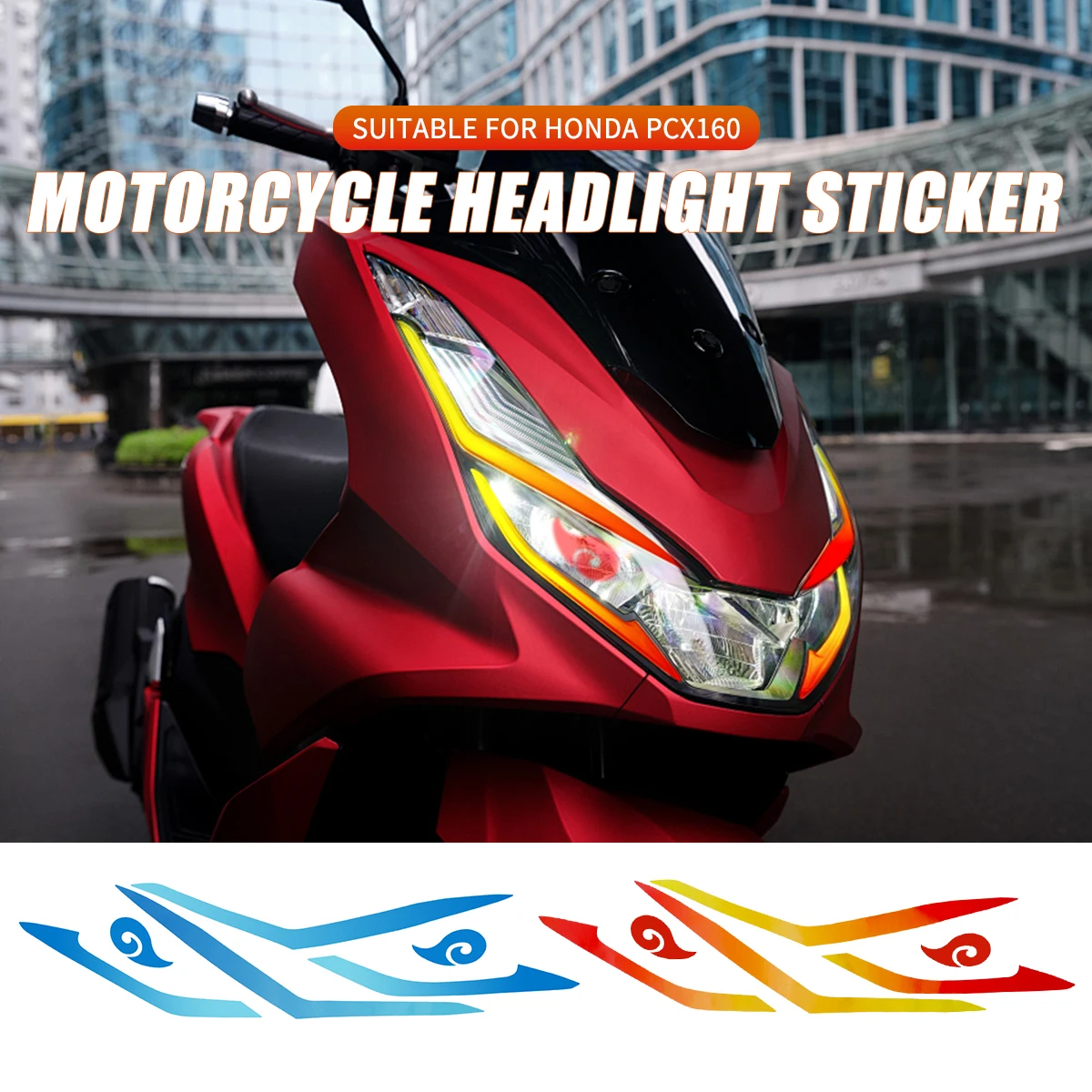 Motorcycle Reflective Cool Front Pull Headlight Decals Motorcycle Fairing Sticker Decoration  For PCX160 Scratch Protection Film