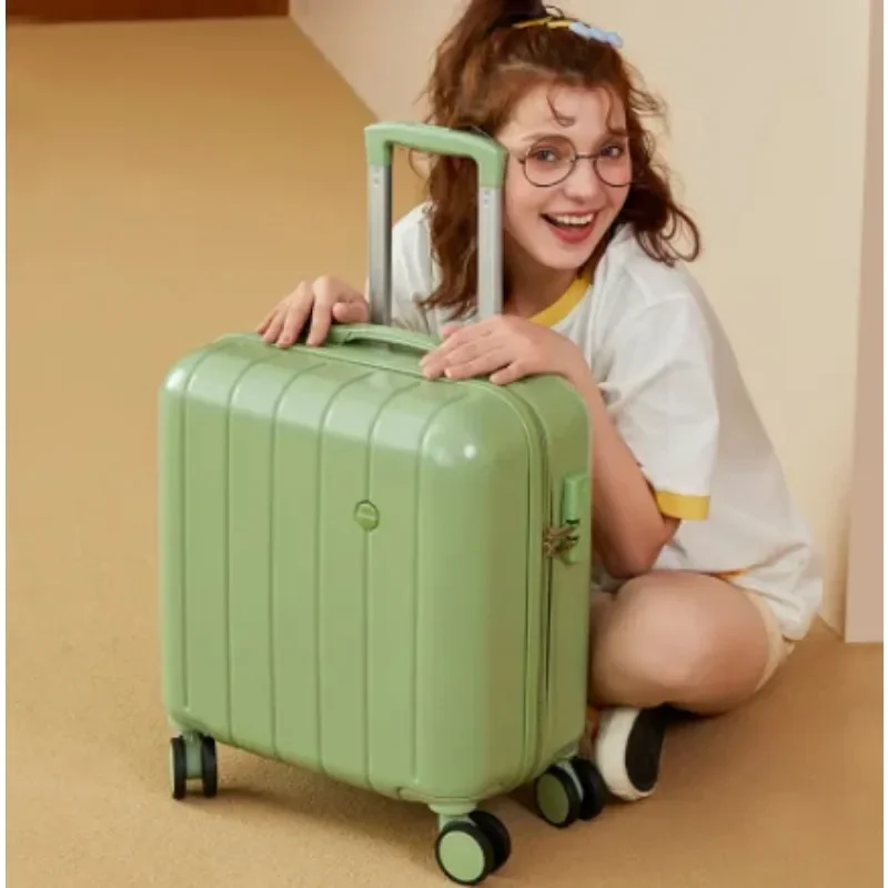 New Candy Colored 18-inch Luggage Women's Small Universal Wheel Trolley Case Mini Light Code Case Boy and Girl Luggage Box