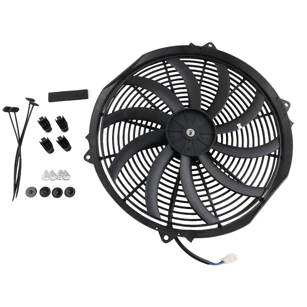 16'' Push / Pull 12V 120W Electric Radiator Intercooler Slim Fan Engine Cooling System Racing Car Accessories