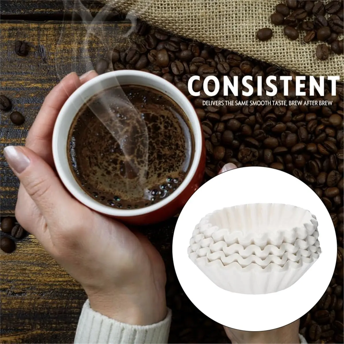 PHONE&GEAR 200PCS Basket Coffee Filters for 4-6 Cup Coffee Makers White 200 Count Disposable Paper Brew Filters