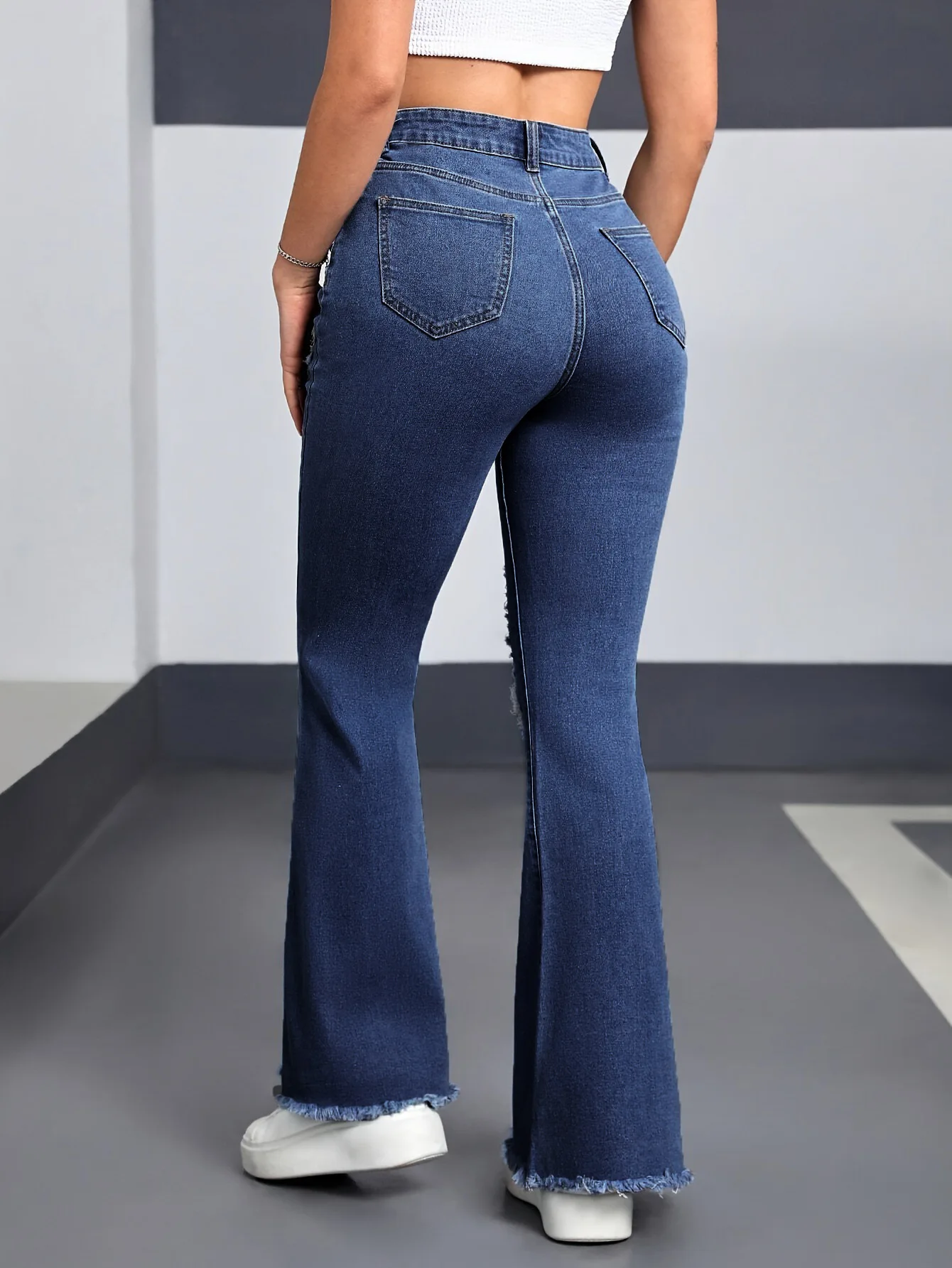 レトロデニムフレアパンツ レディース スリムフィット ダメージ加工 ハート型 ダメージ加工 Y2K ストリートウェア ハイウエスト ストレッチ ウォッシュ加工 フルレングスパンツ