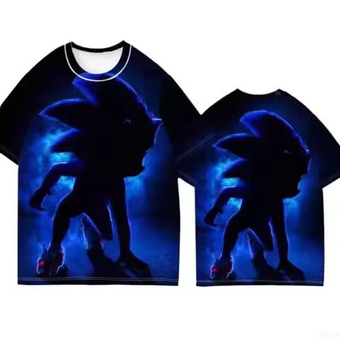 Summer Cartoon Anime Sonic T-shirt 3D Printed Casual Loose T-shirt Fashionable Children's Clothing