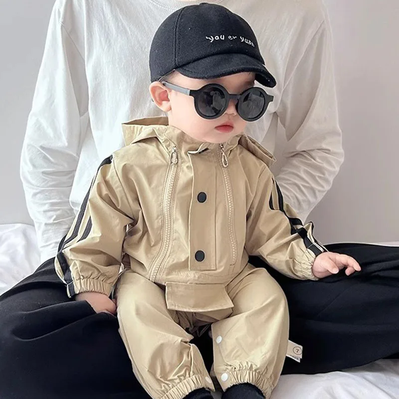 IYEAL Baby Workwear Jumpsuit Wiosna i jesień Nowa koreańska przystojna kurtka dla niemowląt i małych dzieci