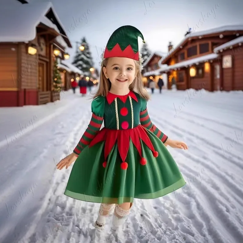Weihnachtself Kinderkleidung Weihnachtsmann Helfer Kleiner Helfer Weihnachtself Kleid Mädchen Set