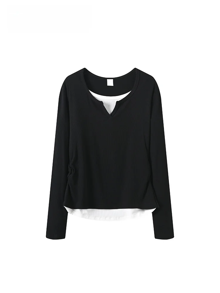 

Женская футболка больших размеров с длинным рукавом, новинка весенней коллекции, универсальный топ для похудения, модный повседневный стиль, базовая одежда