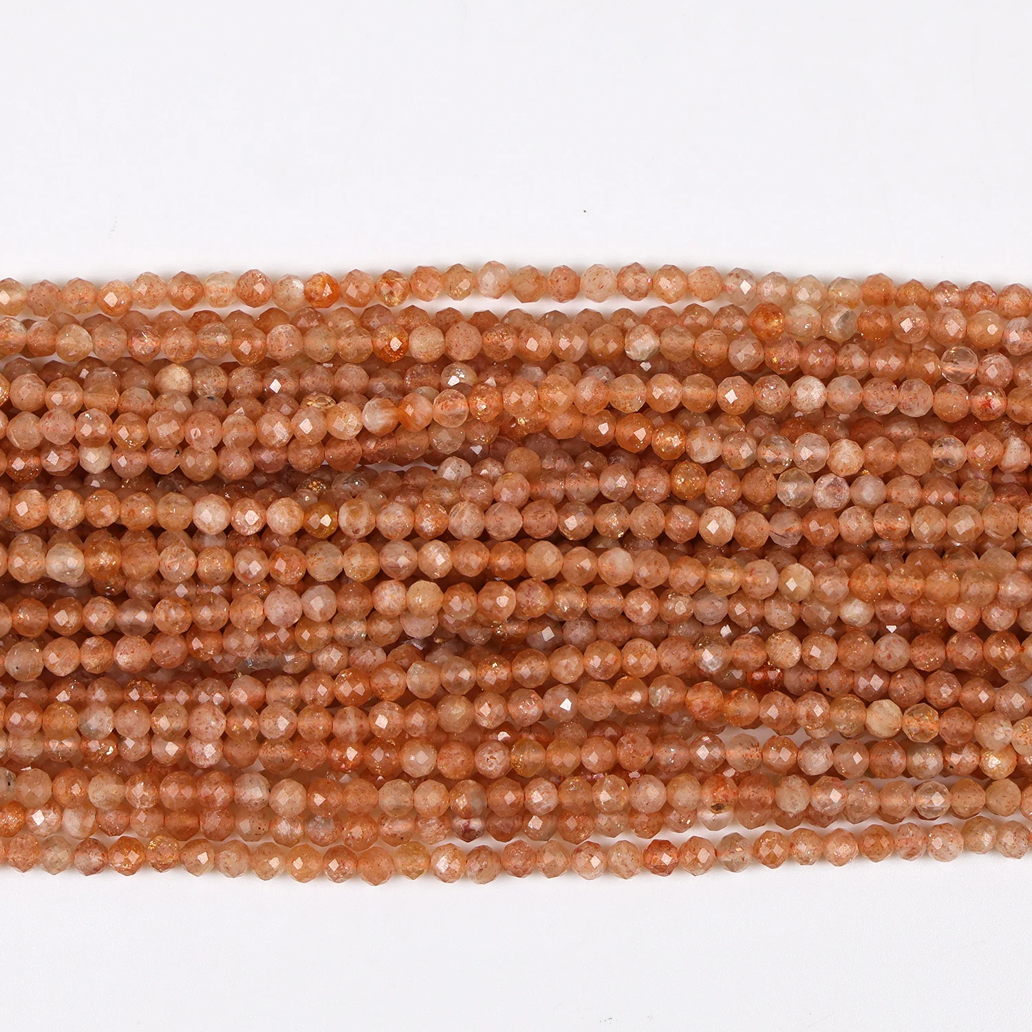 4mm Natural Faceted Sunstone Round Orange Golden Gemstone Loose Beads Accessories for DIY Jewelry Necklace Bracelet Earring Make
