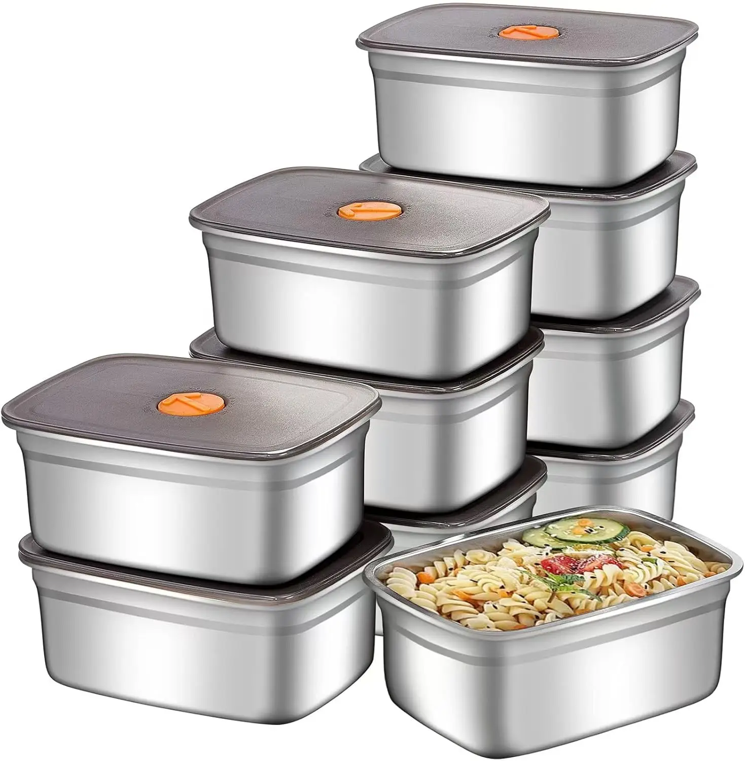 

20 PCS Stainless Steel Food Storage Containers with Lids, Airtight and Leak Proof for Freezer
