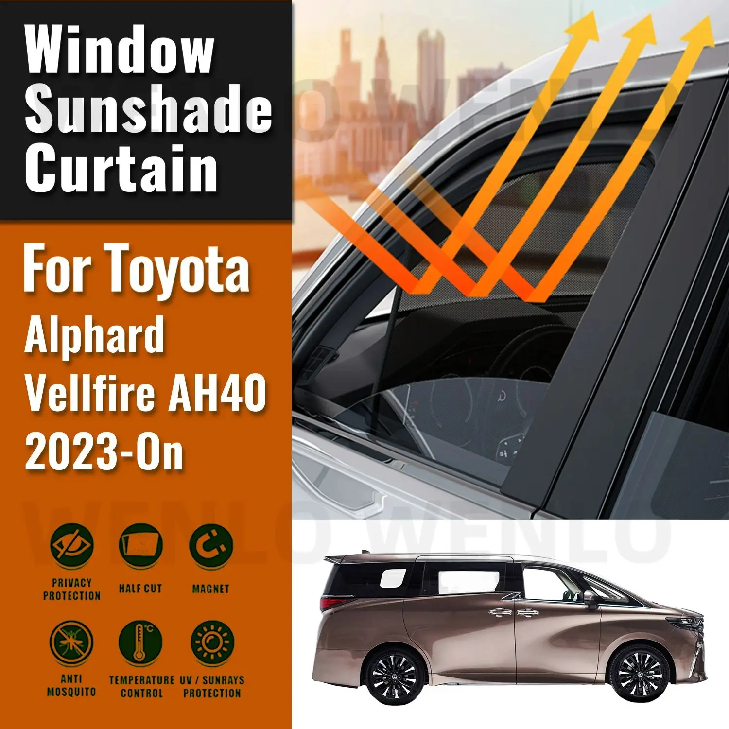 

For Toyota Alphard Vellfire AH40 2023 2024 Car Sunshade Magnetic Front Rear Windshield Curtain Side Window Sun Shade Visor