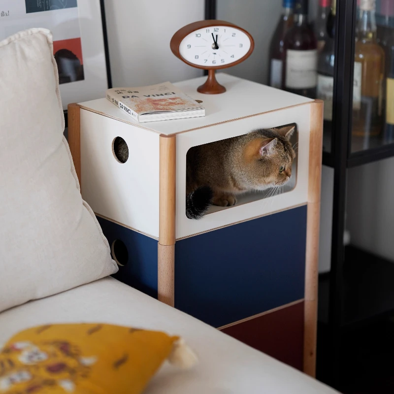 

Modular Bedside Table with Wheel Bauhaus Storage Cabinet Stackable Organizer Boxes Mid-Century Mobile Nightstand for Small Space