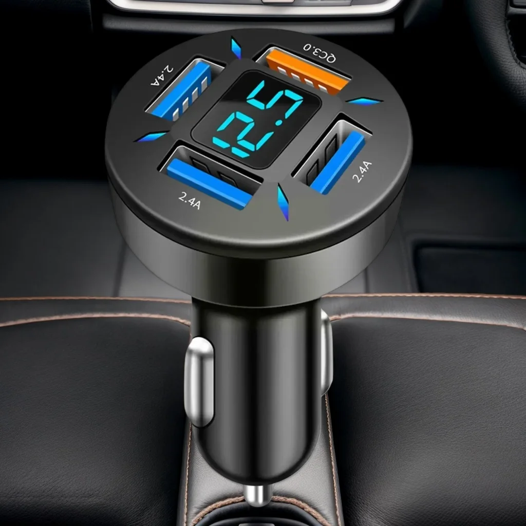 

​​66W 4-Port USB Car Charger - PD QC3.0 Type C Fast Charging Adapter Cigarette Lighter Socket Splitter​​