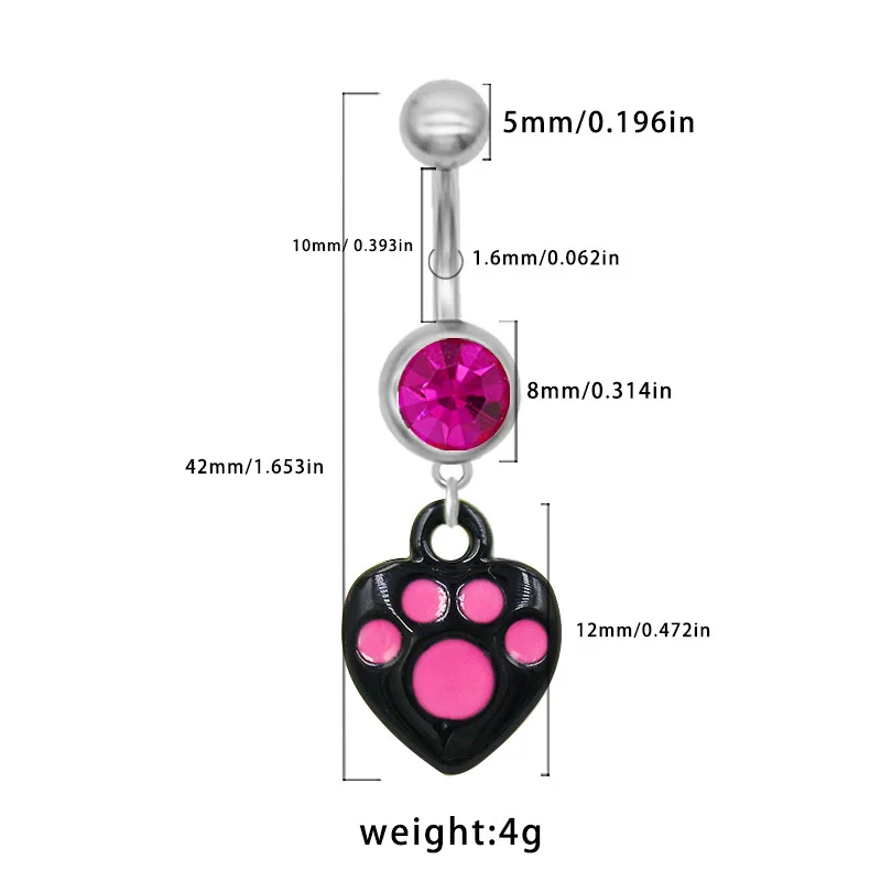 Cat\'s Claw Belly Button Rings for Women Flamingo Navel Rings Buckle Demon Bull\'s Eye Belly Piercing Jewelry Stainless Steel