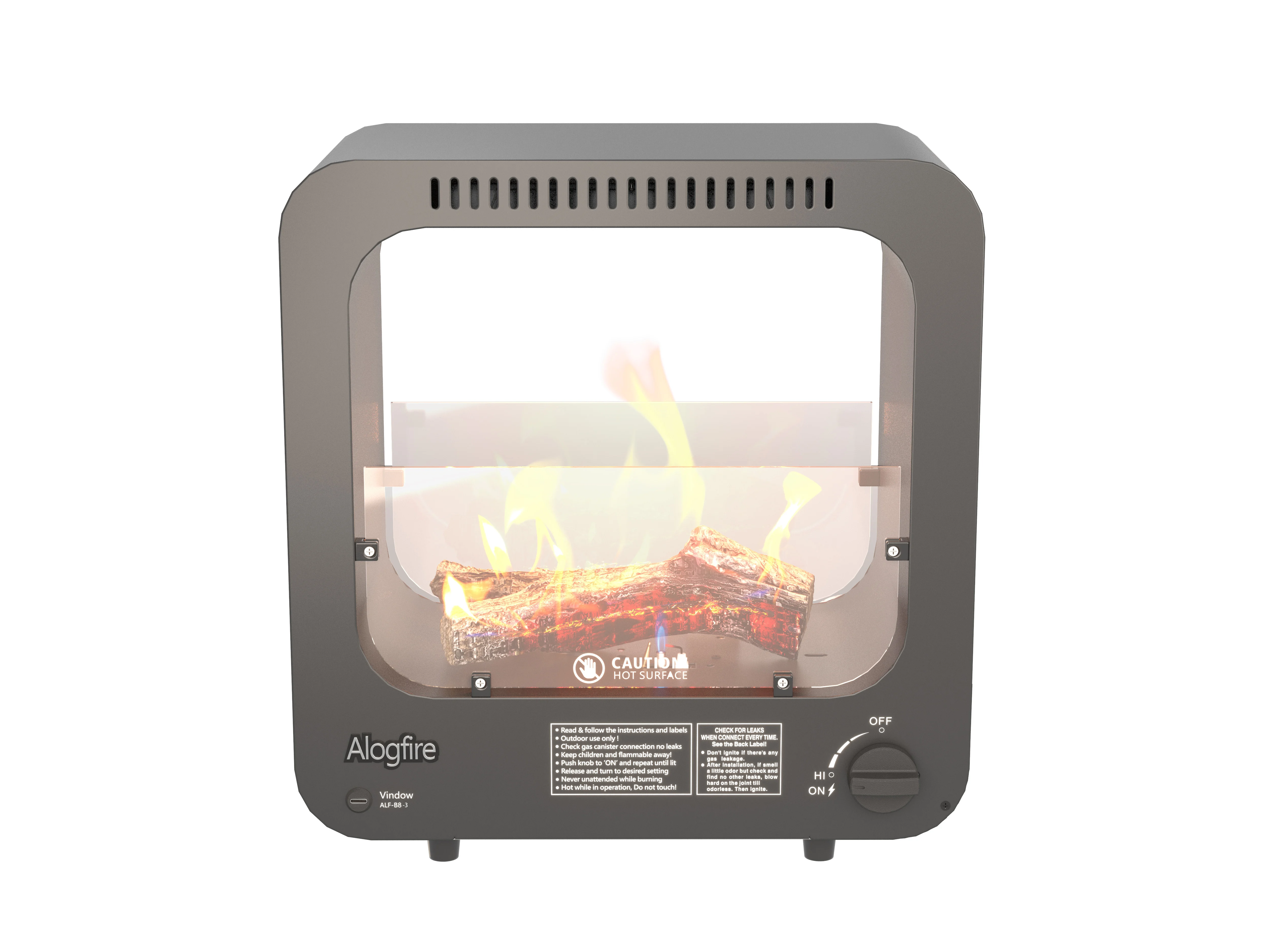 Alogfire Real Flame Tabletop Butane Fireplace/Gas Heater, Outdoor Gas Fire Pit with Safety Protection for Camping, Fishing