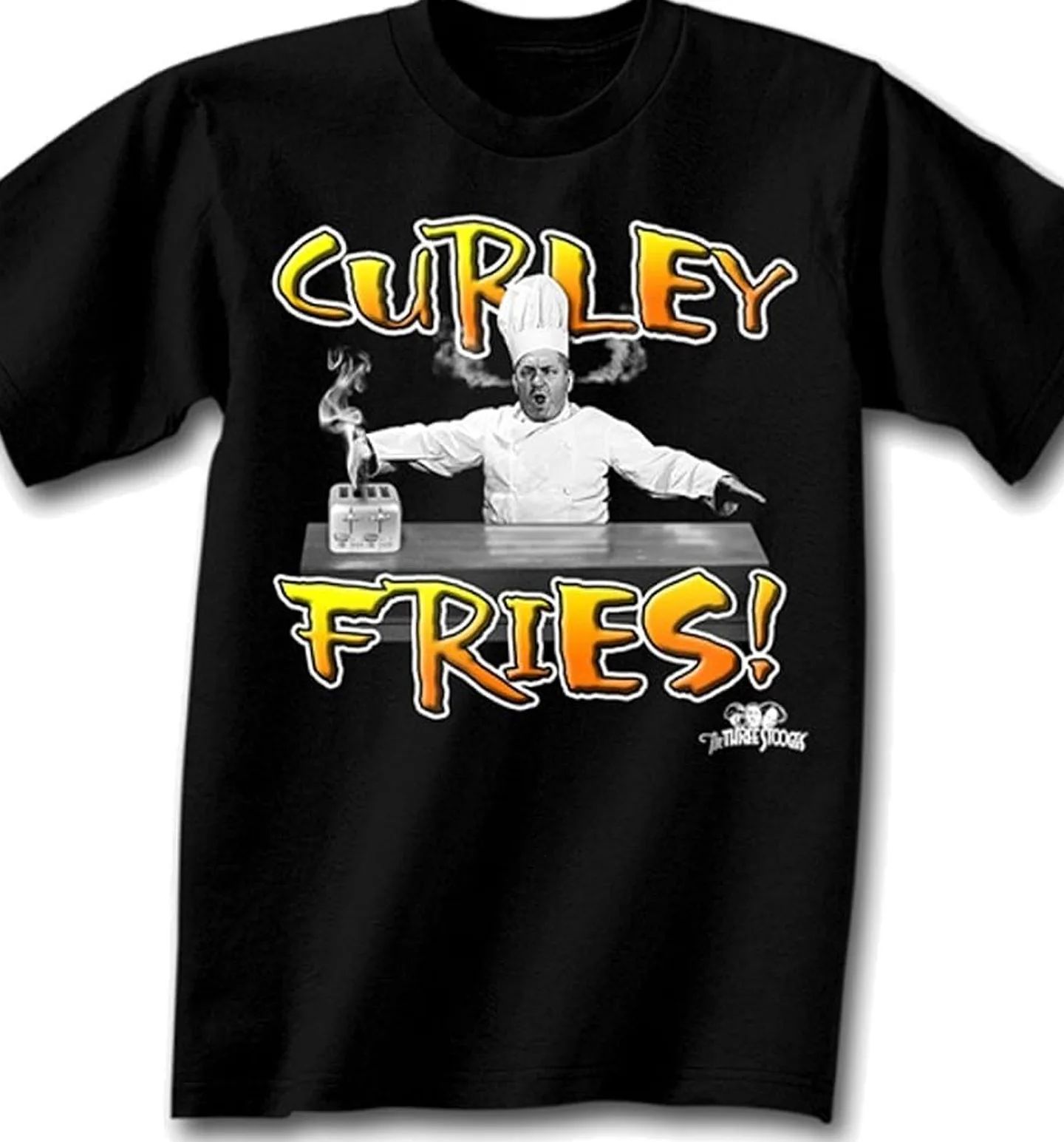 Three 3 Stooges CURLY FRIES Funny Black T-shirt S-5Xl 3F694