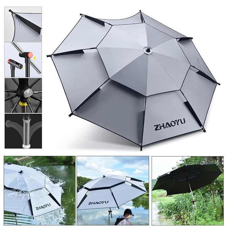 Outdoor sunshade Fishing umbrella For Summer Sun Protection Shading 2.0M Adjustable Large Hook parachute Beach camping Shelter