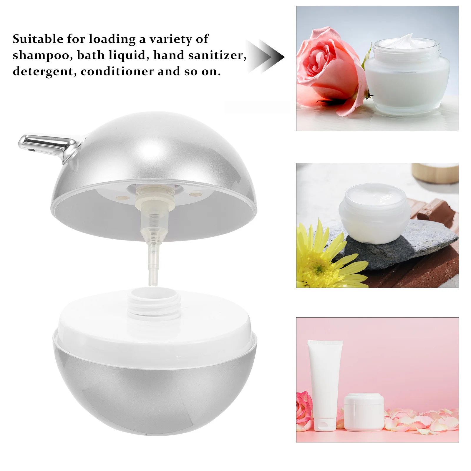 

380Ml Pressed Lotion Bottle Spherical Hand Soap Dispenser Abs Non-Toxic Antirust Refillable Liquid Container For Shampoo Bath