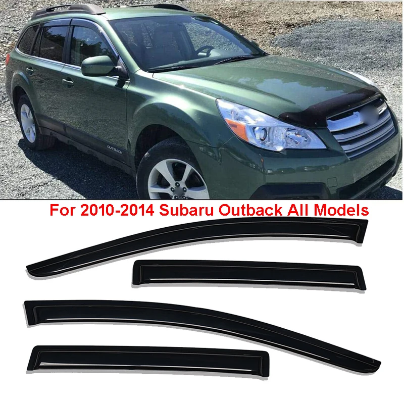 

For 2010-2014 Subaru Outback Black Trim Smoke Tinted Window Visors Rain Guards
