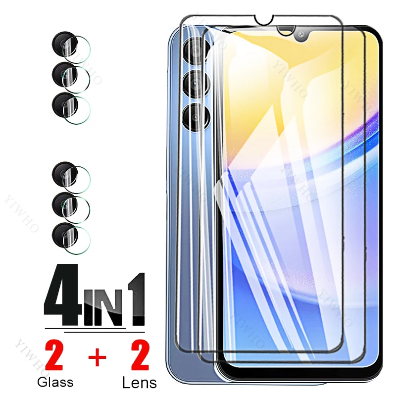 4in1 Protection Glass for Samsung Galaxy A15 5G A 15 SM-A156B Tempered Glass Screen Protectors Camera Lens Fingerprint Unlock HD