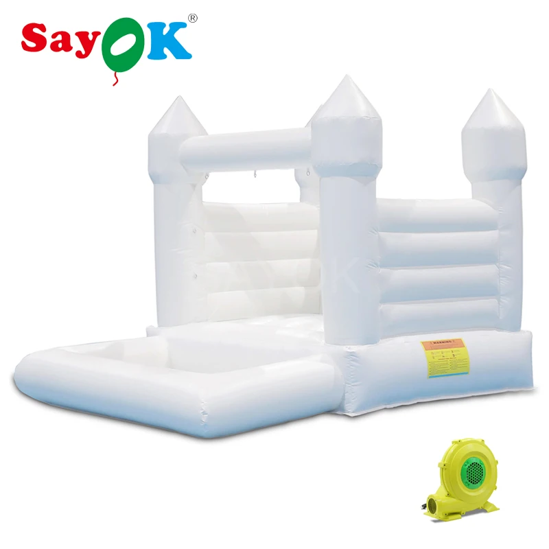 

Inflatable White Bounce House Castle With Ball Pit Inflatable Bouncy Castle Jumping Bed For Wedding Birthday Party Event