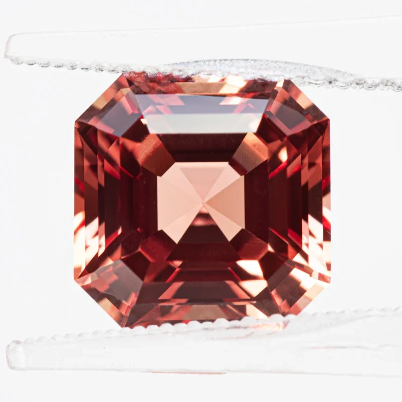 Top Lab Grown Sapphire Sunset Orange Color Square Asscher Cut VVS1 Charms DIY Jewelry Making Material Selectable AGL Certificate