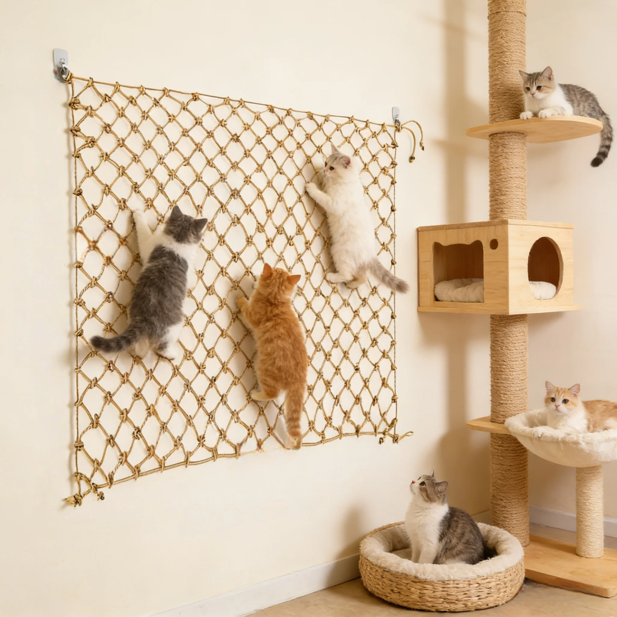 Garden Hemp Rope Net Child Safety Net Protective Stair Fencing Mesh An-ti Bird Deer Chicken Net Ceiling Net Home Decoration Net