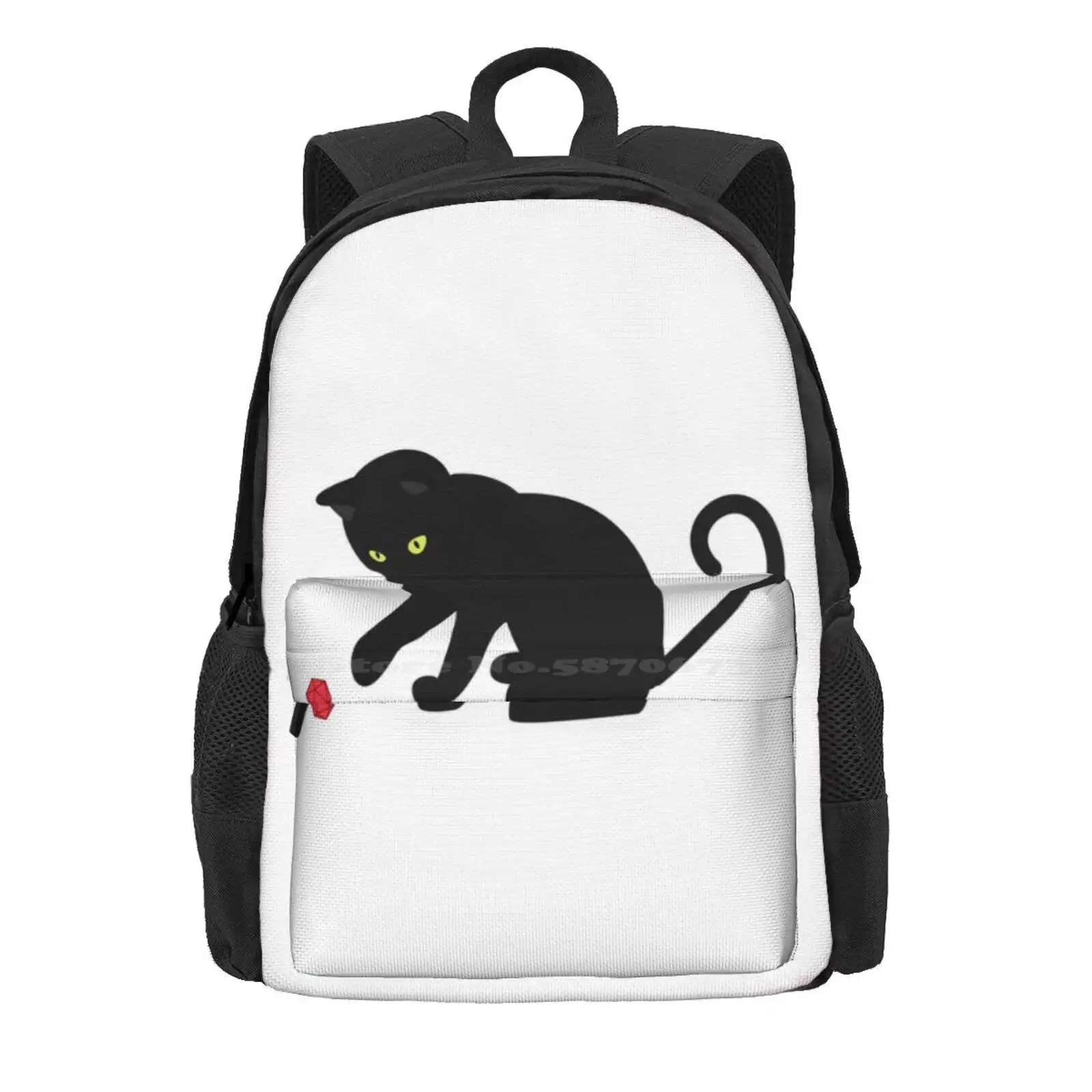 Critical Cuteness Hot Sale Schoolbag Backpack Fashion Bags Cat Kitty Dnd Dragons Quest D20 Dice Die Playful Funny Fantasy Black