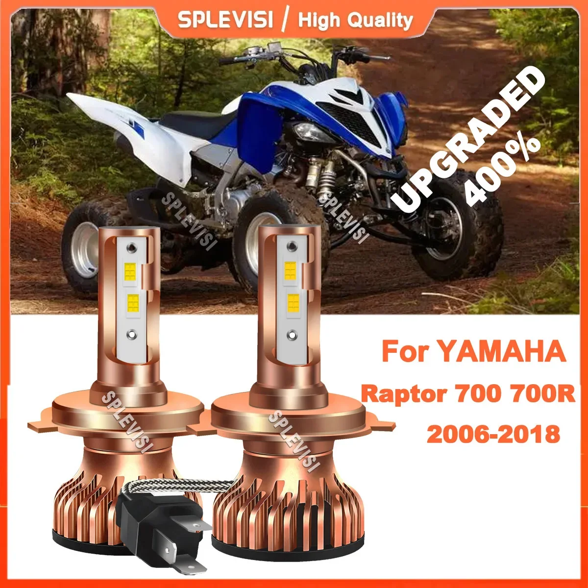 

2x h4 led moto Headlight Headlamp High Low Beam Xenon White For Yamaha Raptor 700 700R 2006-2018 2007 2008 2009 2010 2011 2012