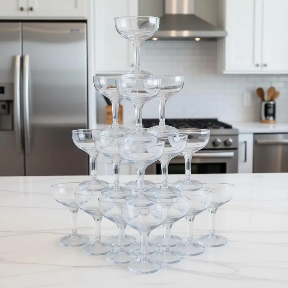 

50 Pcs 5 oz Disposable Champagne Glasses, Unbreakable Acrylic Cups (Clear)