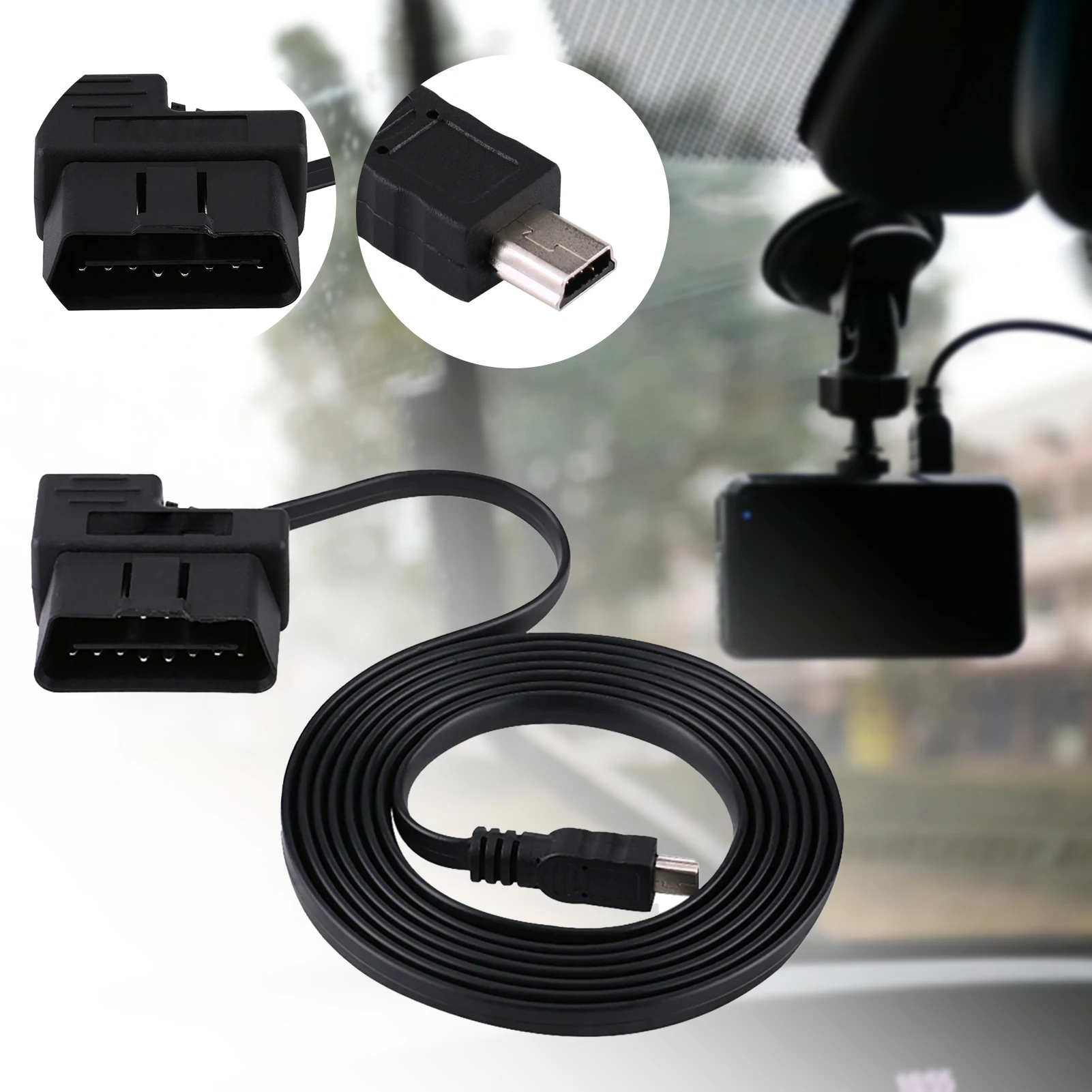 OBD2 Connector Direct Charger Car OBD2 Dashes Camera DVR Charging Cable For Dashcam