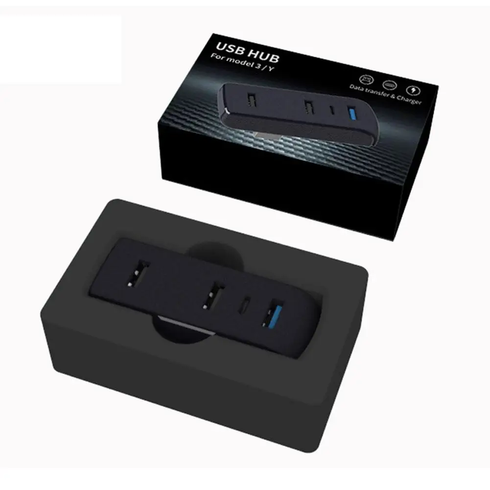 For Tesla Model 3/Y 4 Port USB High Speed Data Transfer Plug Play No Tools Installation Car Entertainment Accessories