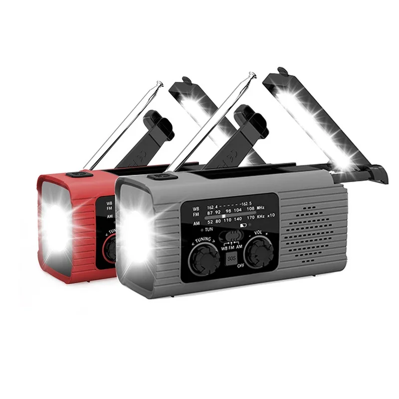 Emergency Weather Radio 4000mAh Solar Hand Crank Portable AM/FM/NOAA with Flashlight & Reading Lamp SOS for Home and Outdoor ﻿