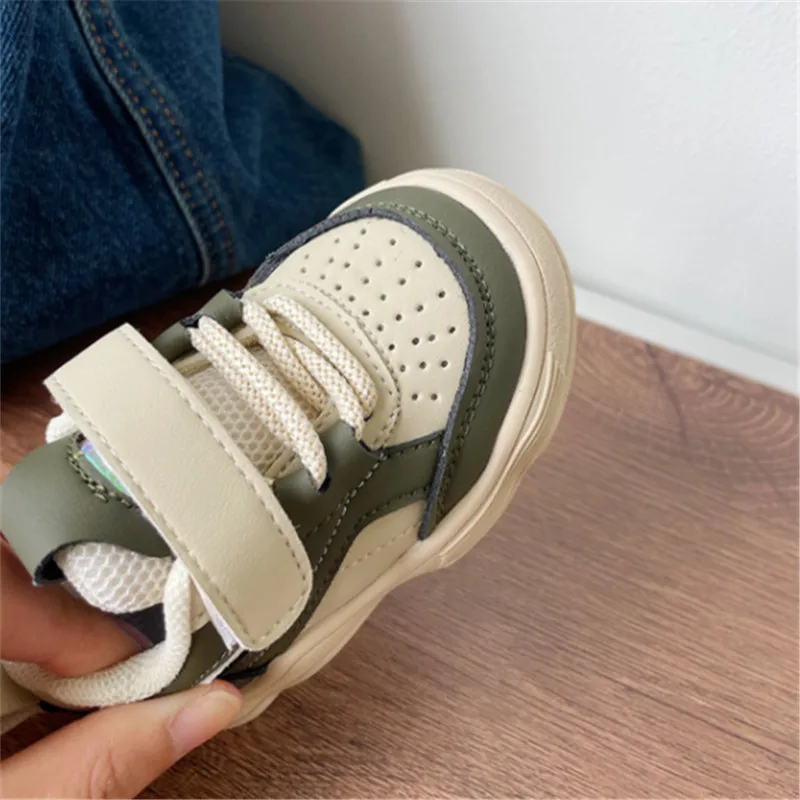 2023 New Autumn Baby Shoes Leather Toddler Kids Casual Shoes Soft Sole Outdoor Tennis Fashion Little Boys Sneakers 15-25